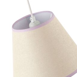 Happy Homewares Traditional Rattan Tweed Lamp Shade with Coloured Cotton Fabric Trims in Lilac - Size: 10 inches - thumbnail 3