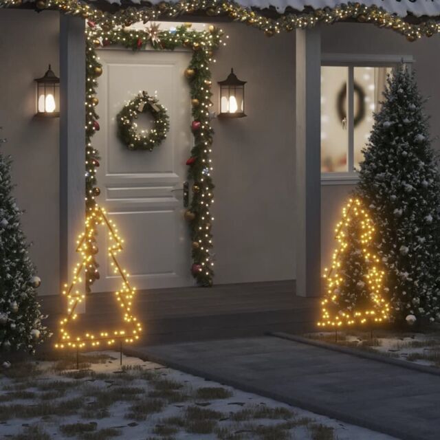 Berkfield Home Christmas Light Decoration with Spikes Tree 115 LEDs 90 cm in Black - image 1