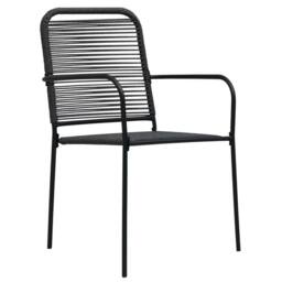Berkfield Home Traditional Garden Chairs 2 pcs Cotton Rope & Steel Black - thumbnail 3