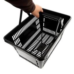 SPETLEK 28L Large Plastic Shopping Basket Market Grocery in Black - thumbnail 5