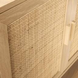 Home Source Sideboard 3 Rattan Doors Solid Wooden Legs Cabinet Home Living Room in Natural - thumbnail 5