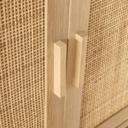 Home Source Sideboard 3 Rattan Doors Solid Wooden Legs Cabinet Home Living Room in Natural - thumbnail 6