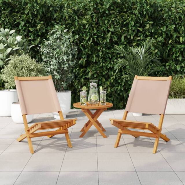 Berkfield Home Garden Chairs 2 pcs Taupe Solid Wood Acacia & Fabric - image 1