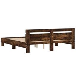 Berkfield Home Bed Frame without Mattress Smoked Oak 200x200 cm in Brown - thumbnail 7