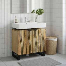 Berkfield Home Sink Cabinet 62 x 33 x 58 cm Solid Mango & Engineered Wood in Brown - thumbnail 2