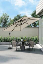 Garden Sanctuary 3m x 3m Large Rotating Cantilever Garden Parasol with Fillable Base in Beige - thumbnail 2