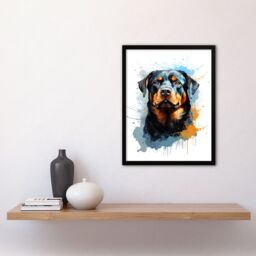"Artery8 Wall Art Print Rottweiler Lovers Gift Watercolour Pet Portrait Painting Artwork Art Framed - Size: W12"" x H16""" - thumbnail 4
