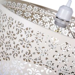 Happy Homewares Marrakech Designed Metal Pendant Light Shade with Floral Decoration in Cream - Size: 16 inches - thumbnail 2