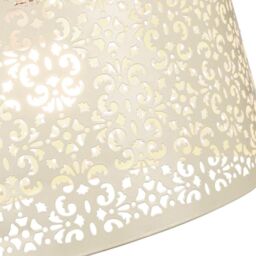 Happy Homewares Marrakech Designed Metal Pendant Light Shade with Floral Decoration in Cream - Size: 16 inches - thumbnail 4