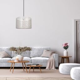 Happy Homewares Marrakech Designed Metal Pendant Light Shade with Floral Decoration in Cream - Size: 16 inches - thumbnail 5