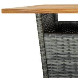 Berkfield Home Bar Table Grey 60x60x110 cm Poly Rattan & Solid Acacia Wood - Size: 60 x 60 x 110 cm - thumbnail 5