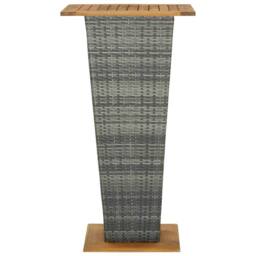 Berkfield Home Bar Table Grey 60x60x110 cm Poly Rattan & Solid Acacia Wood - Size: 60 x 60 x 110 cm - thumbnail 2