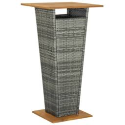 Berkfield Home Bar Table Grey 60x60x110 cm Poly Rattan & Solid Acacia Wood - Size: 60 x 60 x 110 cm