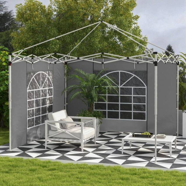 OUTSUNNY 3x3(m) or 3x6m Pop Up Gazebo Side Panels Replacement, 2 Pack in Light Grey - image 1