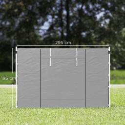 OUTSUNNY 3x3(m) or 3x6m Pop Up Gazebo Side Panels Replacement, 2 Pack in Light Grey - thumbnail 3