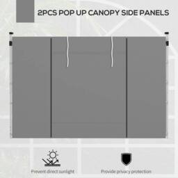 OUTSUNNY 3x3(m) or 3x6m Pop Up Gazebo Side Panels Replacement, 2 Pack in Light Grey - thumbnail 4