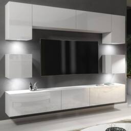 Mex Furniture LTD Wall TV Unit Panorama - White with Gloss Doors & LED Lights - thumbnail 9