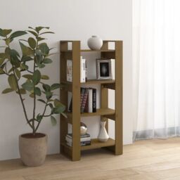 Berkfield Home Book Cabinet/Room Divider Honey Brown 60x35x125 cm Solid Wood - Size: 60 x 35 x 125 cm - thumbnail 6
