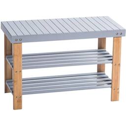 SPETLEK 3 Tier Bamboo Shoe Rack Bench Hallway Storage Organiser Stand in Grey - thumbnail 5
