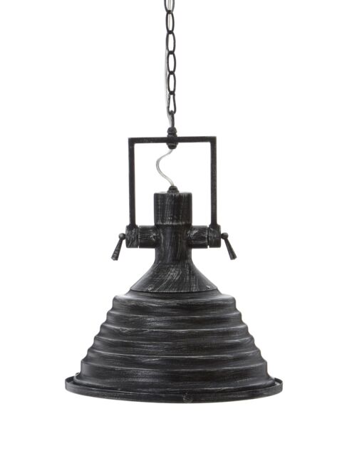Orsina Medium Chrome Pendant Light, Reflective Industrial Ceiling Light With Glass Base, Flared Stepped Shade in Black - image 1