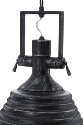 Orsina Medium Chrome Pendant Light, Reflective Industrial Ceiling Light With Glass Base, Flared Stepped Shade in Black - thumbnail 4