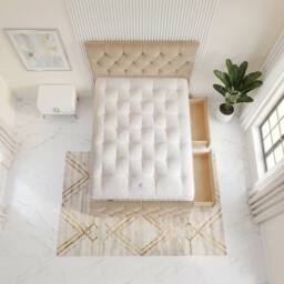"Somnior Ziggy Velvet Divan Bed Mattress 4 Draw 54"" Headboard 22"" Footboard in Beige - Size: King" - thumbnail 2