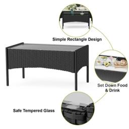 Gartistgo 4 Seater Rattan Garden Furniture Set Sofa Chairs Table Patio Set in Black - thumbnail 5