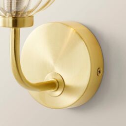 ValueLights Chessy Ribbed Glass Globe Shade Gold Stem Wall Light - thumbnail 4