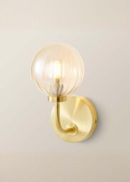 ValueLights Chessy Ribbed Glass Globe Shade Gold Stem Wall Light - thumbnail 2