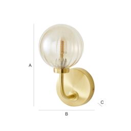 ValueLights Chessy Ribbed Glass Globe Shade Gold Stem Wall Light - thumbnail 8