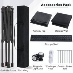 Home Source Folding BBQ Gazebo Outdoor Garden Marquee Tent with Accessory Pack in Black - thumbnail 9