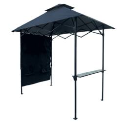 Home Source Folding BBQ Gazebo Outdoor Garden Marquee Tent with Accessory Pack in Black - thumbnail 3