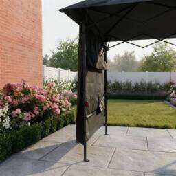 Home Source Folding BBQ Gazebo Outdoor Garden Marquee Tent with Accessory Pack in Black - thumbnail 4