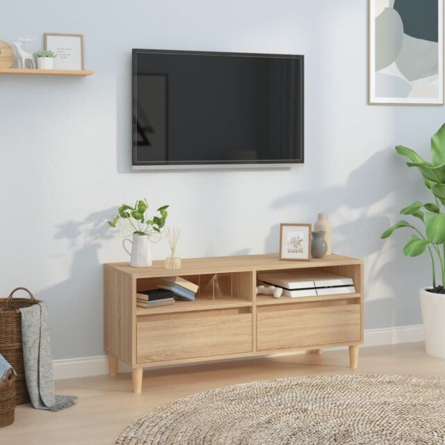 Berkfield Home TV Cabinet Sonoma Oak 100x34.5x44.5 cm Engineered Wood in Brown - image 1