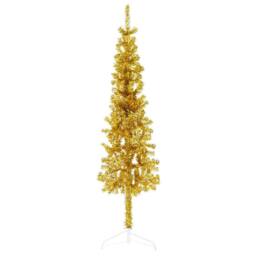 Berkfield Home Slim Artificial Half Christmas Tree with Stand Gold 120 cm - thumbnail 2