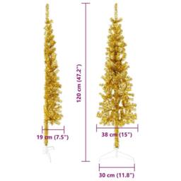 Berkfield Home Slim Artificial Half Christmas Tree with Stand Gold 120 cm - thumbnail 8