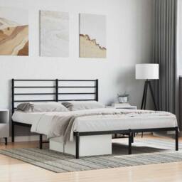 Berkfield Home Metal Bed Frame with Headboard Black 140x190 cm - thumbnail 4