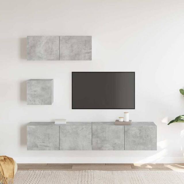 Berkfield Home Modern 4 Piece TV Cabinet Set Concrete Grey Engineered Wood - image 1