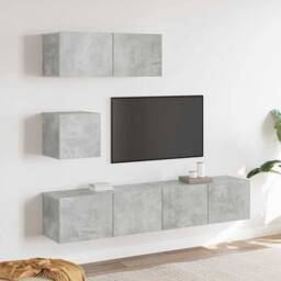 Berkfield Home Modern 4 Piece TV Cabinet Set Concrete Grey Engineered Wood - thumbnail 2