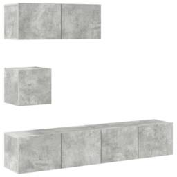 Berkfield Home Modern 4 Piece TV Cabinet Set Concrete Grey Engineered Wood - thumbnail 3