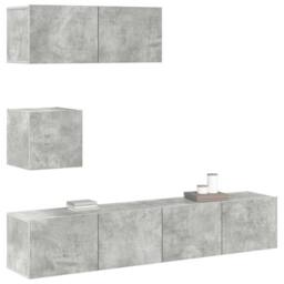 Berkfield Home Modern 4 Piece TV Cabinet Set Concrete Grey Engineered Wood - thumbnail 4