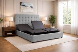 PARADISE BEDS LTD Adjustable Ergomativ Optim Wireless Remote & Anti Slip Base- Full Set in Silver - Size: Super King - thumbnail 1