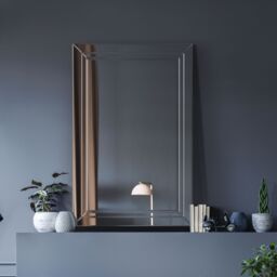 MirrorOutlet Langley All Glass Modern Bevelled Wall Mirror 100 x 70 CM in Silver - Size: 1 Pack - thumbnail 2