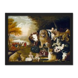 "Artery8 Wall Art Print Edward Hicks The Peaceable Kingdom Large Framed Wall Décor Art in Black - Size: W18"" x H24""" - thumbnail 1