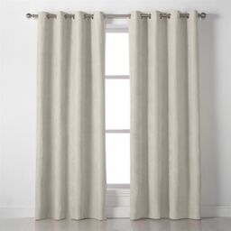 Luxury Living Velvet Chenille Eyelet Curtains Ready Made Pair in Cream - Size: 142 cm width x 183 cm drop - thumbnail 3