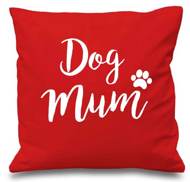 "60 SECOND MAKEOVER Dog Mum Cushion Cover 16"" x 16"" in Red - Size: 40 cm x 40 cm"