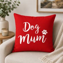 "60 SECOND MAKEOVER Dog Mum Cushion Cover 16"" x 16"" in Red - Size: 40 cm x 40 cm" - thumbnail 2