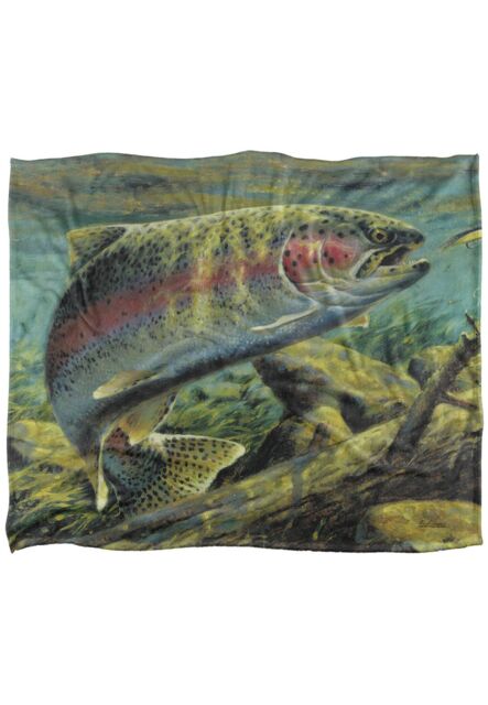 Wild Wings Rainbow Trout 2 Silky Touch Super Soft Throw Blanket 152 X 127 cm in White - image 1