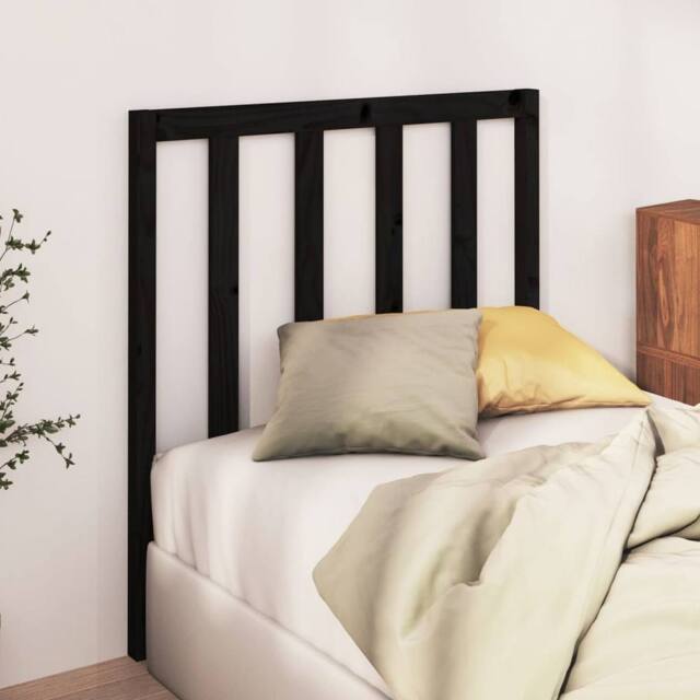 Berkfield Home Beautiful Bed Headboard Black 96x4x100 cm Solid Wood Pine - Size: 96 x 4 x 100 cm - image 1