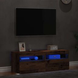 Berkfield Home TV Cabinets with LED Lights 2 pcs Old Wood Engineered Wood in Brown - thumbnail 4